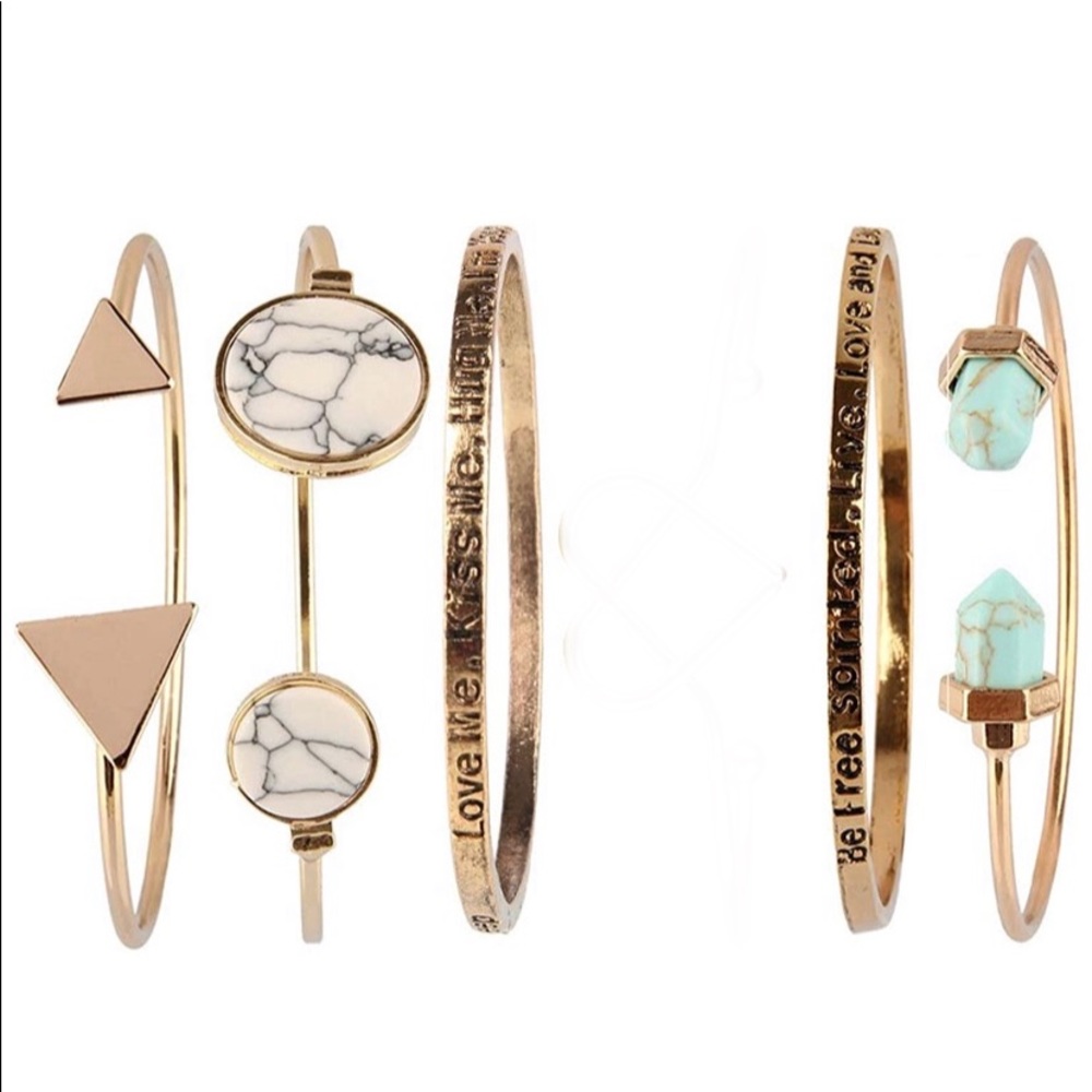 New! Set Of 6 Stackable Cuff & Bangle Bracelets - image 1